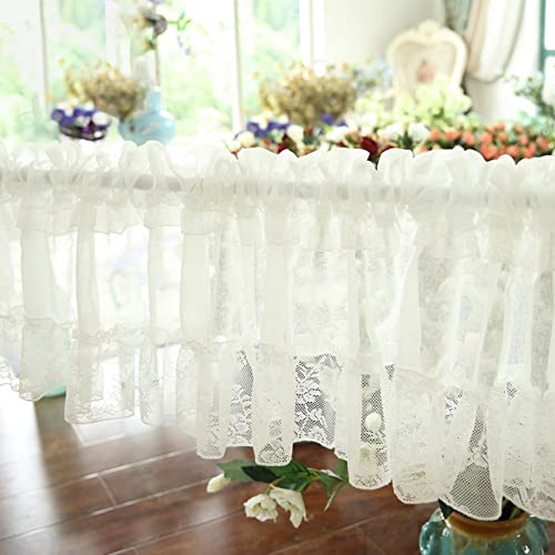 A.Monamour Gardine Scheibengardinen Kurzstores Weißer Transparenter Voile Spitze Tüll Bestickt Mit Rüschen Kurzvorhang Kurzgardinen Küchengardine Volants Küche Fenster Kurz Vorhang Bistrogardine A.Monamour Gardine Scheibengardinen Kurzstores Weißer Transparenter Voile Spitze Tüll Bestickt Mit Rüschen Kurzvorhang Kurzgardinen Küchengardine Volants Küche Fenster Kurz Vorhang Bistrogardine von A.Monamour
