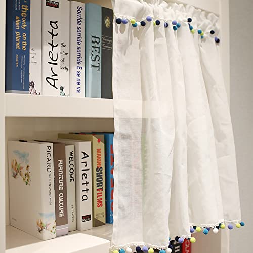 A.Monamour Gardine Scheibengardinen Kurzstores Weißer Transparenter Voile Vorhang Mit Bunten Pom Poms Quasten Kurzvorhang Kurzgardinen Küchengardine Küche Vorhang Fenster Kurz Stores Bistrogardine A.Monamour Gardine Scheibengardinen Kurzstores Weißer Transparenter Voile Vorhang Mit Bunten Pom Poms Quasten Kurzvorhang Kurzgardinen Küchengardine Küche Vorhang Fenster Kurz Stores Bistrogardine von A.Monamour