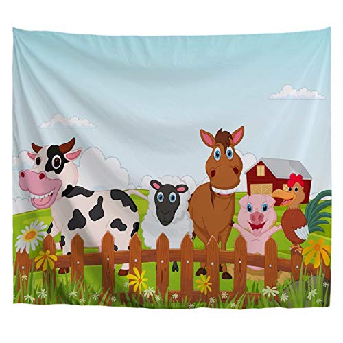 A.Monamour Wandteppiche Glücklich Farm Animal Cartoon Sammlung Kuh Schwein Schafe Pferd Türkei Für Kinder Drucken Textilgewebe Wandbehang Tapisserie Wandbild Vorhang Indoor Outdoor Dekore 180x200cm A.Monamour Wandteppiche Glücklich Farm Animal Cartoon Sammlung Kuh Schwein Schafe Pferd Türkei Für Kinder Drucken Textilgewebe Wandbehang Tapisserie Wandbild Vorhang Indoor Outdoor Dekore 180x200cm von A.Monamour