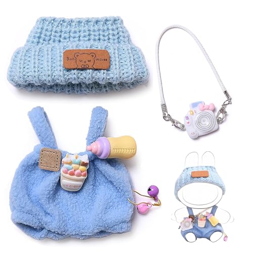 17 cm Große Puppenkleidung, Puppen Outfit Set mit Hut und Zubehör, Kleidung für 17 cm Plüschpuppe, Bekleidung für 17cm Plüsch, Plüschpuppen Kleidung für Generation 1/2/3 (Blau) von A.S.Marelis
