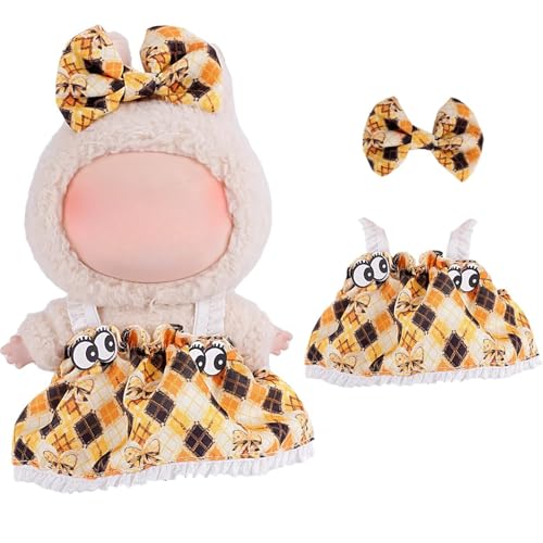 Kleidung für 17 cm La Puppe, Puppenkleidung mit Haarschleife, Kuscheltier Kleidung Outfit, 17cm La Puppenkleidung Set für Generation 1/2/3 Puppe (Gelb) von A.S.Marelis