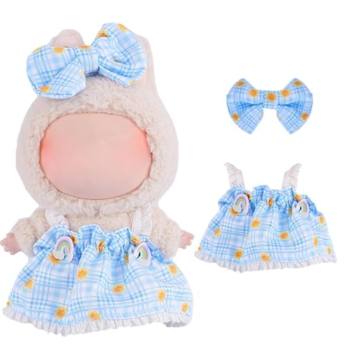 Kleidung für 17 cm La Puppe, Puppenkleidung mit Haarschleife, Kuscheltier Kleidung Outfit, 17cm La Puppenkleidung Set für Generation 1/2/3 Puppe (Himmelblau) von A.S.Marelis