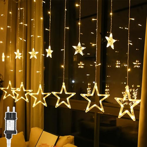 A.bigwhale LED Lichtervorhang Warmweiß, 12 Sterne 138 LED Vorhang Lichterkette Sterne, Weihnachtesbeleuchtung Fenster Lichterkette Innen Strombetrieben 8 Modi für Weihnachten Hochzeit Party Deko A.bigwhale LED Lichtervorhang Warmweiß, 12 Sterne 138 LED Vorhang Lichterkette Sterne, Weihnachtesbeleuchtung Fenster Lichterkette Innen Strombetrieben 8 Modi für Weihnachten Hochzeit Party Deko von A.bigwhale