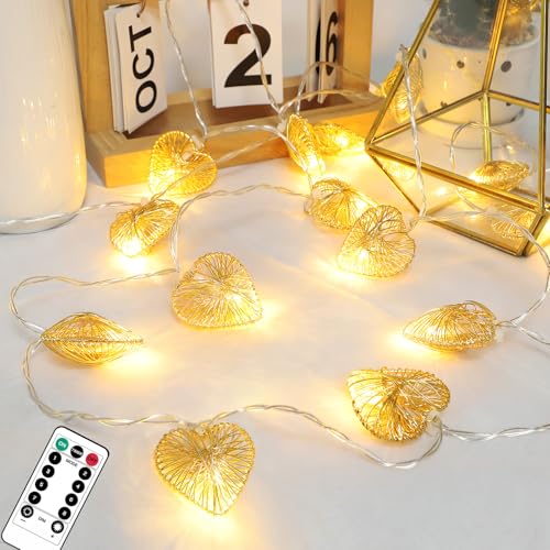 A.bigwhale Lichterketten Innen, 20 LED Lichterkette Herzen, Weihnachtslichterkette innen, Herzförmige Lichterkette USB Fairy Lights für Party Hochzeit Zimmer Valentinstag Weihnachten Deko von A.bigwhale