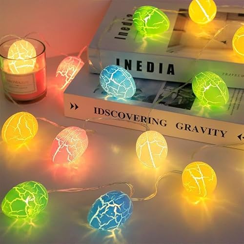 A.bigwhale Lichterkette Ostern Mit Timer, Osterlichterkette Batterie Osterdeko,10 LED Ostereier Lichterketten Ostern Deko Frühling für Innen Party Kamin Schlafzimmer Geburtstag Hochzeit von A.bigwhale