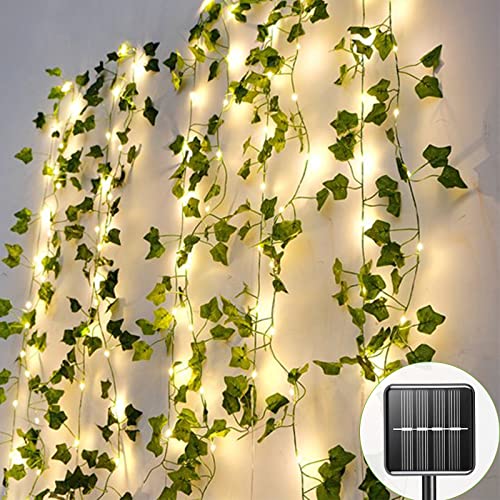 A.bigwhale Lichterkette Außen Solar, Künstliche Efeu Girlande mit 120 LED Lichterketten 12M, 8 Modi Solar Lichterkette für Garten Balkon Terrasse Zimmer Deko von A.bigwhale