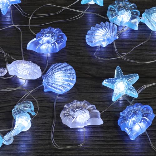 Lichterketten Batterie Timer, 2M 20 LED Lichterkette Meerestiere, Muscheln Lichterkette Kinderzimmer Maritime Deko für Party Schlafzimmer Weihnachten Hochzeit Badezimmer, Deko Strand und Meer Lichterketten Batterie Timer, 2M 20 LED Lichterkette Meerestiere, Muscheln Lichterkette Kinderzimmer Maritime Deko für Party Schlafzimmer Weihnachten Hochzeit Badezimmer, Deko Strand und Meer von A.bigwhale