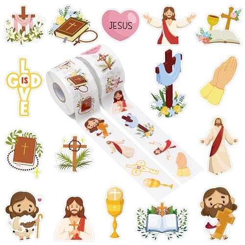 A1DIEE Jesus Christ Aufkleber Rolle - 1000 Stück Religiöse Muster Selbstklebende Roller Sticker Belohnungsaufkleber DIY Vinyl Siegelaufkleber für Scrapbooking Laptop Party Tasche A1DIEE Jesus Christ Aufkleber Rolle - 1000 Stück Religiöse Muster Selbstklebende Roller Sticker Belohnungsaufkleber DIY Vinyl Siegelaufkleber für Scrapbooking Laptop Party Tasche von A1DIEE