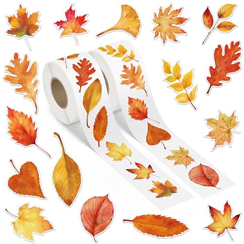 A1diee Aquarell Herbstblätter Aufkleber Rolle - 1000 Stück Selbstklebende Roller Sticker Belohnungsaufkleber DIY Vinyl Siegelaufkleber für Scrapbooking Laptop Party Tasche A1diee Aquarell Herbstblätter Aufkleber Rolle - 1000 Stück Selbstklebende Roller Sticker Belohnungsaufkleber DIY Vinyl Siegelaufkleber für Scrapbooking Laptop Party Tasche von A1DIEE