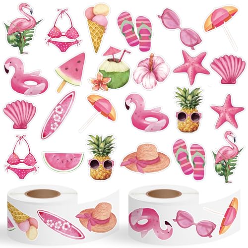 A1diee Aquarell Rosen Aufkleber Rolle - 1000 Stück Selbstklebende Roller Sticker Belohnungsaufkleber DIY Vinyl Siegelaufkleber für Scrapbooking Laptop Party Tasche von A1DIEE