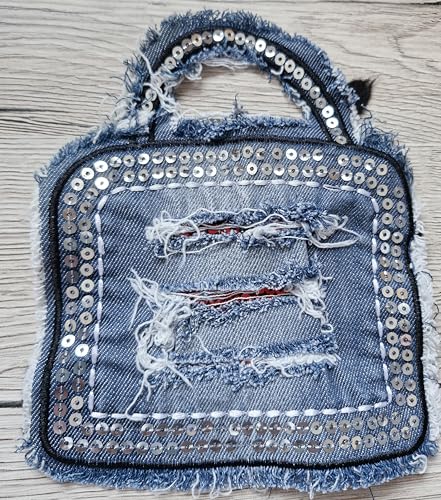 1 Stück Applikation mit Pailletten in Silber zum Aufnähen auf die Jeanstasche Denim Aufnäher Sticker jeans patch Eiscreme, Eis Waffel für Jeansjacken Lederjacken Jeans Kleidung Patch von A2