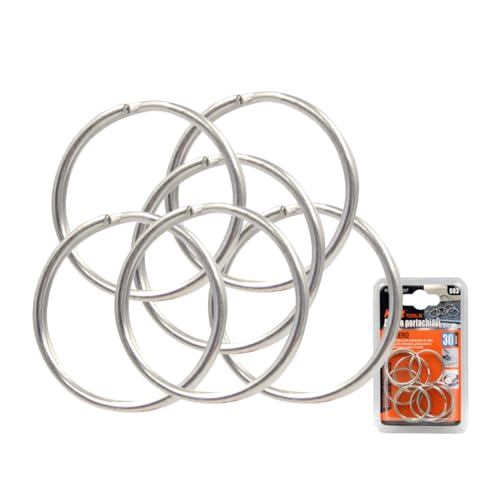 Schlüsselring-Set mit Spiralbindung aus Metall | Ringe für Schlüsselmanagement, Halsketten, Armbänder, Ohrringe, Handwerk, Ornamente und DIY Kunst (10 Stück 30 mm) von A2ZWORLD