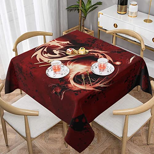 AABSTBFM Quadratische Tischdecke 137 x 137 cm – Blutroter Drache bedruckt, waschbar, wasserdicht, knitterfrei, Tischdekoration AABSTBFM Quadratische Tischdecke 137 x 137 cm – Blutroter Drache bedruckt, waschbar, wasserdicht, knitterfrei, Tischdekoration von AABSTBFM