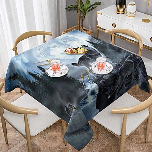 AABSTBFM Quadratische Tischdecke 152 x 152 cm – Mond Wolf bedruckt, waschbar, wasserdicht, knitterfrei, Tischdekoration AABSTBFM Quadratische Tischdecke 152 x 152 cm – Mond Wolf bedruckt, waschbar, wasserdicht, knitterfrei, Tischdekoration von AABSTBFM
