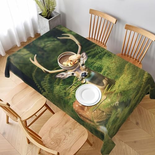 AABSTBFM Rechteckige Tischdecke, 228 x 152 cm, Motiv: Hirsch im Wald, bedruckt, waschbar, wasserdicht, knitterfrei, Tischdekoration, Tischdecke AABSTBFM Rechteckige Tischdecke, 228 x 152 cm, Motiv: Hirsch im Wald, bedruckt, waschbar, wasserdicht, knitterfrei, Tischdekoration, Tischdecke von AABSTBFM