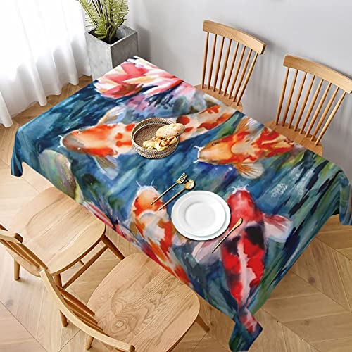 AABSTBFM Rechteckige Tischdecke, 228 x 152 cm, japanischer Koifisch, bedruckt, waschbar, wasserdicht, knitterfrei, Tischdekoration AABSTBFM Rechteckige Tischdecke, 228 x 152 cm, japanischer Koifisch, bedruckt, waschbar, wasserdicht, knitterfrei, Tischdekoration von AABSTBFM