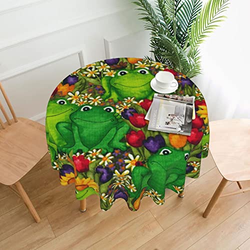 AABSTBFM Runde Tischdecke, 152 x 152 cm, Frosch-bedruckt, wiederverwendbar, wasserdicht, knitterfrei, Tischdekoration, Tischdecke, 152 x 152 cm von AABSTBFM