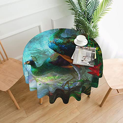 AABSTBFM Runde Tischdecke, 152 x 152 cm, bunte Pfauen-Druck, wiederverwendbar, wasserdicht, knitterfrei, Tischdekoration, Tischdecke, 152 x 152 cm AABSTBFM Runde Tischdecke, 152 x 152 cm, bunte Pfauen-Druck, wiederverwendbar, wasserdicht, knitterfrei, Tischdekoration, Tischdecke, 152 x 152 cm von AABSTBFM
