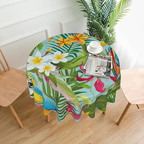 AABSTBFM Runde Tischdecke, 152 x 152 cm, tropische Pflanzen und Papageien, bedruckt, wiederverwendbar, wasserdicht, knitterfrei, Tischdekoration, Tischdecke, 152 x 152 cm AABSTBFM Runde Tischdecke, 152 x 152 cm, tropische Pflanzen und Papageien, bedruckt, wiederverwendbar, wasserdicht, knitterfrei, Tischdekoration, Tischdecke, 152 x 152 cm von AABSTBFM