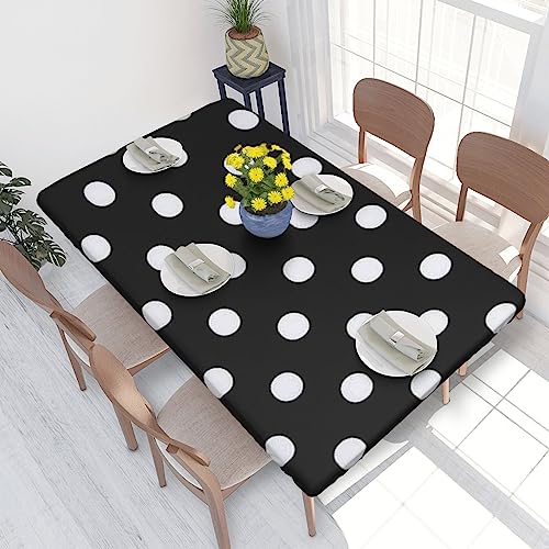 Rechteckige Tischdecke, 122 x 76 cm, für 1,2 m Esstisch-Schutz, Schwarz und Weiß mit großen Punkten, bedruckt, elastische Kanten, Tischdekoration, Tischdecke Rechteckige Tischdecke, 122 x 76 cm, für 1,2 m Esstisch-Schutz, Schwarz und Weiß mit großen Punkten, bedruckt, elastische Kanten, Tischdekoration, Tischdecke von AABSTBFM
