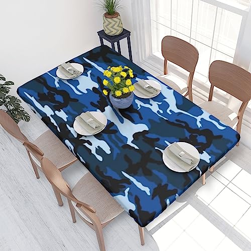 Rechteckige Tischdecke, 122 x 76 cm, für 1,2 m Esstisch-Schutz, blaue Camouflage, bedruckt, elastische Kanten, Tischdecke, knitterfreie Tischdekoration, Tischdecke Rechteckige Tischdecke, 122 x 76 cm, für 1,2 m Esstisch-Schutz, blaue Camouflage, bedruckt, elastische Kanten, Tischdecke, knitterfreie Tischdekoration, Tischdecke von AABSTBFM