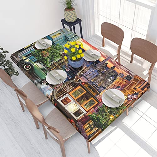 Rechteckige Tischdecke, 122 x 76 cm, für 1,2 m Esstischschutz – San Francisco, bedruckt, elastische Einfassung, knitterfreie Tischdekoration Rechteckige Tischdecke, 122 x 76 cm, für 1,2 m Esstischschutz – San Francisco, bedruckt, elastische Einfassung, knitterfreie Tischdekoration von AABSTBFM
