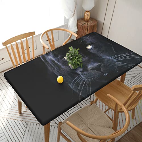 Rechteckige Tischdecke, 152 x 76 cm, für 1,5 m Esstisch-Schutz, Panther mit blauen Augen, bedruckt, elastische Einfassung, knitterfreie Tischdekoration, Tischdecke Rechteckige Tischdecke, 152 x 76 cm, für 1,5 m Esstisch-Schutz, Panther mit blauen Augen, bedruckt, elastische Einfassung, knitterfreie Tischdekoration, Tischdecke von AABSTBFM