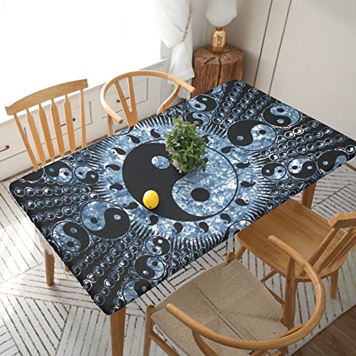 Rechteckige Tischdecke, 152 x 76 cm, für 1,5 m Esstischschutz – Ying Yang Diagramm, bedruckt, elastische Einfassung, knitterfreie Tischdekoration, Tischdecke Rechteckige Tischdecke, 152 x 76 cm, für 1,5 m Esstischschutz – Ying Yang Diagramm, bedruckt, elastische Einfassung, knitterfreie Tischdekoration, Tischdecke von AABSTBFM