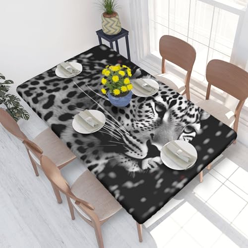 Rechteckige Tischdecke für Esstisch, 122 x 76 cm, Leopardenmuster, elastische Kanten, faltenfreie Dekoration, 122 x 76 cm, Schwarz und Weiß Rechteckige Tischdecke für Esstisch, 122 x 76 cm, Leopardenmuster, elastische Kanten, faltenfreie Dekoration, 122 x 76 cm, Schwarz und Weiß von AABSTBFM