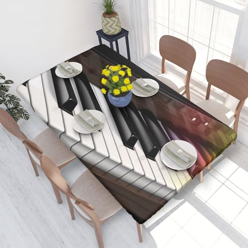 Rechteckige Tischdecke für Esstisch, Klaviertastendruck, elastische Kanten, faltenfreie Dekoration, Tischdecke, 122 x 76 cm Rechteckige Tischdecke für Esstisch, Klaviertastendruck, elastische Kanten, faltenfreie Dekoration, Tischdecke, 122 x 76 cm von AABSTBFM