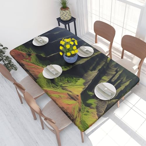 Rechteckige Tischdecke für Esstisch, Küste, Kauai, Bergklippe, bedruckt, elastische Kanten, faltenfreie Dekoration, Tischdecke, 122 x 76 cm Rechteckige Tischdecke für Esstisch, Küste, Kauai, Bergklippe, bedruckt, elastische Kanten, faltenfreie Dekoration, Tischdecke, 122 x 76 cm von AABSTBFM