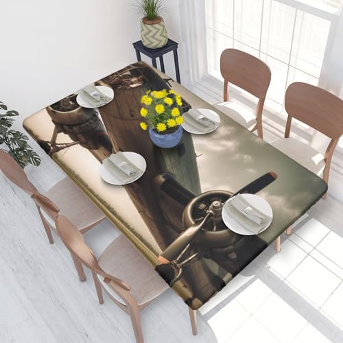 Rechteckige Tischdecke für Esstisch, Militärflugzeug, Mädchen, bedruckt, elastische Kanten, faltenfreie Dekoration, Tischdecke, 122 x 76 cm Rechteckige Tischdecke für Esstisch, Militärflugzeug, Mädchen, bedruckt, elastische Kanten, faltenfreie Dekoration, Tischdecke, 122 x 76 cm von AABSTBFM