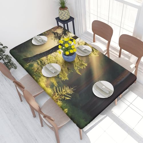 Rechteckige Tischdecke für Esstisch, Morgensonne in der Wildnis, bedruckt, elastische Kanten, faltenfreie Dekoration, Tischdecke, 122 x 76 cm Rechteckige Tischdecke für Esstisch, Morgensonne in der Wildnis, bedruckt, elastische Kanten, faltenfreie Dekoration, Tischdecke, 122 x 76 cm von AABSTBFM