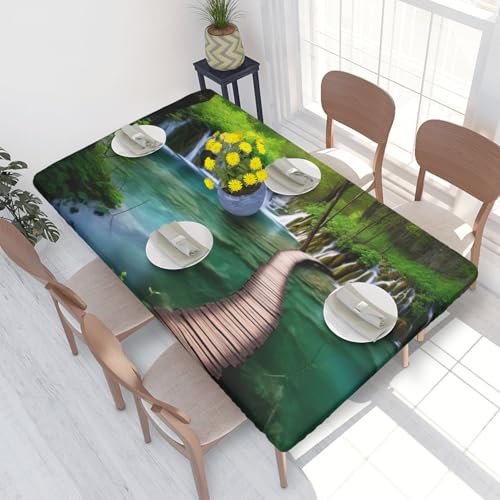 Rechteckige Tischdecke für Esstisch, Motiv: Nationalpark, bedruckt, elastische Kanten, faltenfreie Dekoration, Tischdecke, 122 x 76 cm Rechteckige Tischdecke für Esstisch, Motiv: Nationalpark, bedruckt, elastische Kanten, faltenfreie Dekoration, Tischdecke, 122 x 76 cm von AABSTBFM