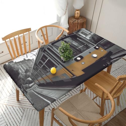 Rechteckige Tischdecke für Esstisch, Motiv: Stadtzug, bedruckt, elastische Kanten, faltenfreie Dekoration, Tischdecke, 152 x 76 cm Rechteckige Tischdecke für Esstisch, Motiv: Stadtzug, bedruckt, elastische Kanten, faltenfreie Dekoration, Tischdecke, 152 x 76 cm von AABSTBFM