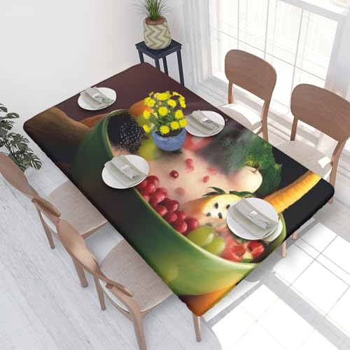 Rechteckige Tischdecke für Esstisch, Obst und Gemüse, bedruckt, elastische Kanten, faltenfreie Dekoration, Tischdecke, 122 x 76 cm Rechteckige Tischdecke für Esstisch, Obst und Gemüse, bedruckt, elastische Kanten, faltenfreie Dekoration, Tischdecke, 122 x 76 cm von AABSTBFM