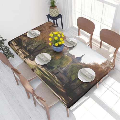 Rechteckige Tischdecke für Esstisch, Parkdruck, elastische Kanten, faltenfreie Dekoration, Tischdecke, 122 x 76 cm Rechteckige Tischdecke für Esstisch, Parkdruck, elastische Kanten, faltenfreie Dekoration, Tischdecke, 122 x 76 cm von AABSTBFM