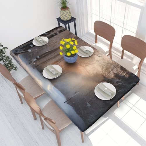 Rechteckige Tischdecke für Esstisch, Wandern im Winter, leicht, bedruckt, elastische Kanten, faltenfreie Dekoration, Tischdecke, 122 x 76 cm Rechteckige Tischdecke für Esstisch, Wandern im Winter, leicht, bedruckt, elastische Kanten, faltenfreie Dekoration, Tischdecke, 122 x 76 cm von AABSTBFM