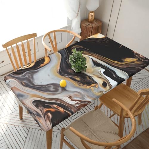 Rechteckige Tischdecke für Esstisch, abstrakte Marmor-Tinte, bedruckt, elastische Kanten, faltenfreie Dekoration, Tischdecke, 152 x 76 cm Rechteckige Tischdecke für Esstisch, abstrakte Marmor-Tinte, bedruckt, elastische Kanten, faltenfreie Dekoration, Tischdecke, 152 x 76 cm von AABSTBFM