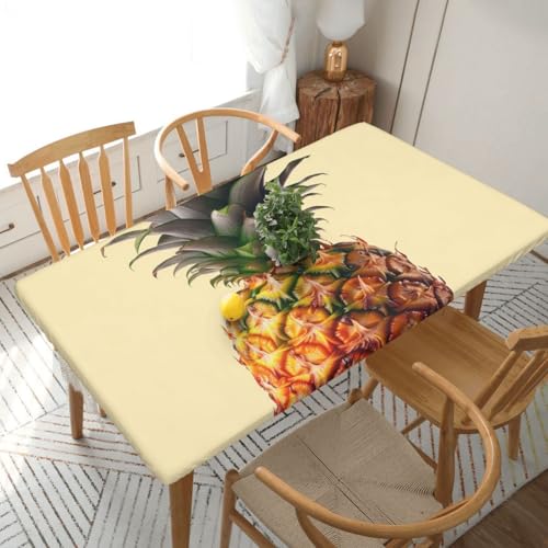 Rechteckige Tischdecke für Esstischschutz, Ananas, bedruckt, elastische Kanten, faltenfreie Dekoration, Tischdecke, 152 x 76 cm Rechteckige Tischdecke für Esstischschutz, Ananas, bedruckt, elastische Kanten, faltenfreie Dekoration, Tischdecke, 152 x 76 cm von AABSTBFM