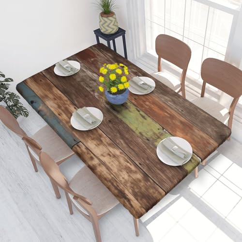 Rechteckige Tischdecke für Esstischschutz, Bretter, verwitterter alter Look, bedruckt, elastische Kanten, faltenfreie Dekoration, Tischdecke, 122 x 76 cm Rechteckige Tischdecke für Esstischschutz, Bretter, verwitterter alter Look, bedruckt, elastische Kanten, faltenfreie Dekoration, Tischdecke, 122 x 76 cm von AABSTBFM