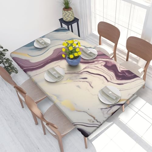 Rechteckige Tischdecke für Esstischschutz, Marmor-Textur, bedruckt, elastische Kanten, faltenfreie Dekoration, Tischdecke, 122 x 76 cm Rechteckige Tischdecke für Esstischschutz, Marmor-Textur, bedruckt, elastische Kanten, faltenfreie Dekoration, Tischdecke, 122 x 76 cm von AABSTBFM