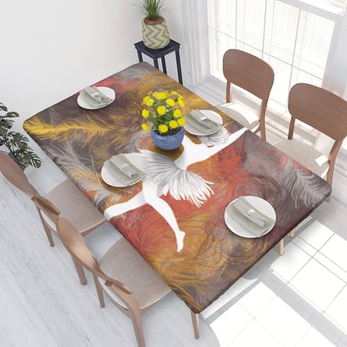 Rechteckige Tischdecke für Esstischschutz, Motiv: Dancing_Feather bedruckt, elastische Kanten, faltenfreie Dekoration, Tischdecke, 122 x 76 cm Rechteckige Tischdecke für Esstischschutz, Motiv: Dancing_Feather bedruckt, elastische Kanten, faltenfreie Dekoration, Tischdecke, 122 x 76 cm von AABSTBFM