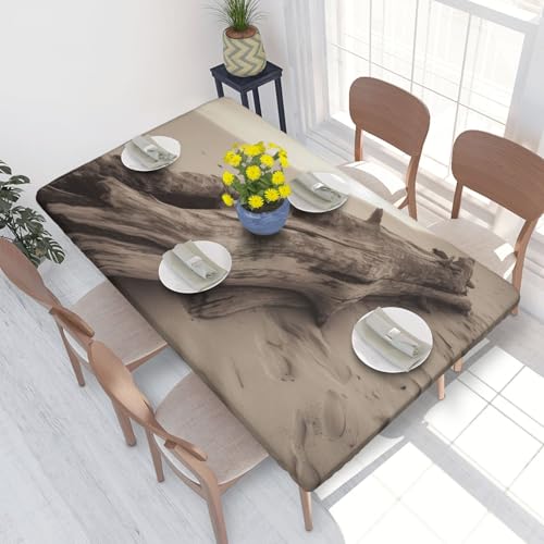 Rechteckige Tischdecke für Esstischschutz, Strand-Holzbild, bedruckt, elastische Kanten, faltenfreie Dekoration, Tischdecke, 122 x 76 cm Rechteckige Tischdecke für Esstischschutz, Strand-Holzbild, bedruckt, elastische Kanten, faltenfreie Dekoration, Tischdecke, 122 x 76 cm von AABSTBFM