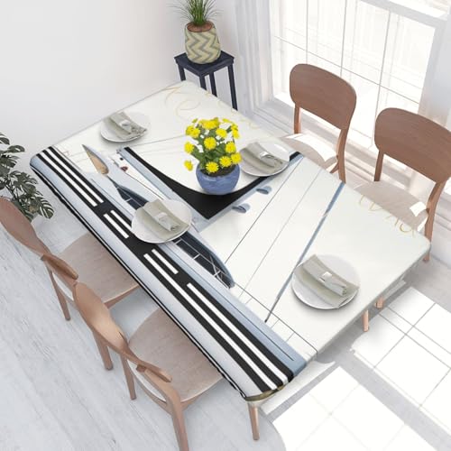 Rechteckige Tischdecke für Esstischschutz, Wörter, Streifen, Yacht, bedruckt, elastische Kanten, faltenfreie Dekoration, Tischdecke, 122 x 76 cm Rechteckige Tischdecke für Esstischschutz, Wörter, Streifen, Yacht, bedruckt, elastische Kanten, faltenfreie Dekoration, Tischdecke, 122 x 76 cm von AABSTBFM