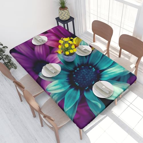 Rechteckige Tischdecke für Esstischschutz, bunte Blumen, bedruckt, elastische Kanten, faltenfreie Dekoration, Tischdecke, 122 x 76 cm Rechteckige Tischdecke für Esstischschutz, bunte Blumen, bedruckt, elastische Kanten, faltenfreie Dekoration, Tischdecke, 122 x 76 cm von AABSTBFM