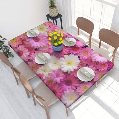 Rechteckige Tischdecke für Esstischschutz, rosa Blumengruppe, bedruckt, elastische Kanten, faltenfreie Dekoration, Tischdecke, 122 x 76 cm Rechteckige Tischdecke für Esstischschutz, rosa Blumengruppe, bedruckt, elastische Kanten, faltenfreie Dekoration, Tischdecke, 122 x 76 cm von AABSTBFM