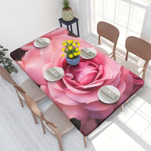 Rechteckige Tischdecke für Esstischschutz, rosa Rose, bedruckt, elastische Kanten, faltenfreie Dekoration, Tischdecke, 122 x 76 cm Rechteckige Tischdecke für Esstischschutz, rosa Rose, bedruckt, elastische Kanten, faltenfreie Dekoration, Tischdecke, 122 x 76 cm von AABSTBFM