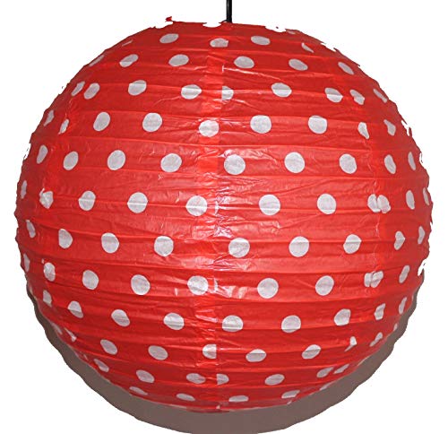 AAF Nommel®, Lampion 1 Stk. Papier, rot mit weissen Punkten, Asia-Art-Factory, rund Ø 40 cm, Nr. 720 von AAF Nommel