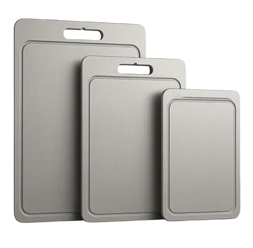 100% Titanium Cutting Board 2.0 with Drain Channel Doppelseitig antibakteriell, schimmelresistent und hochtemperaturbeständig(S (30 cm x 20 cm) (Small (30cm X 20cm),1 option from) von AAFGVC